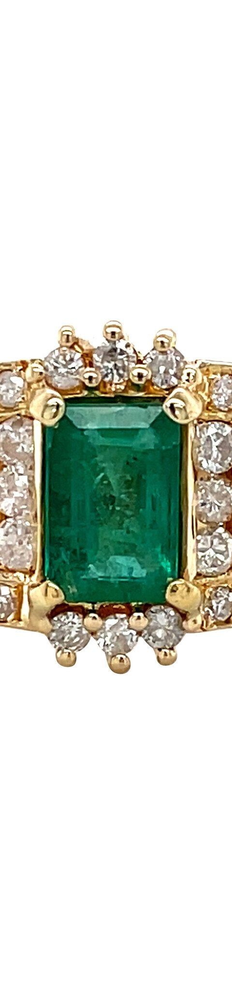 Vintage 14K Gold Ring with Emerald and Diamond